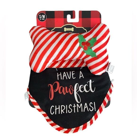 Christmas Dog Toy/Bib Set Size S/M NWT - Picture 1 of 2